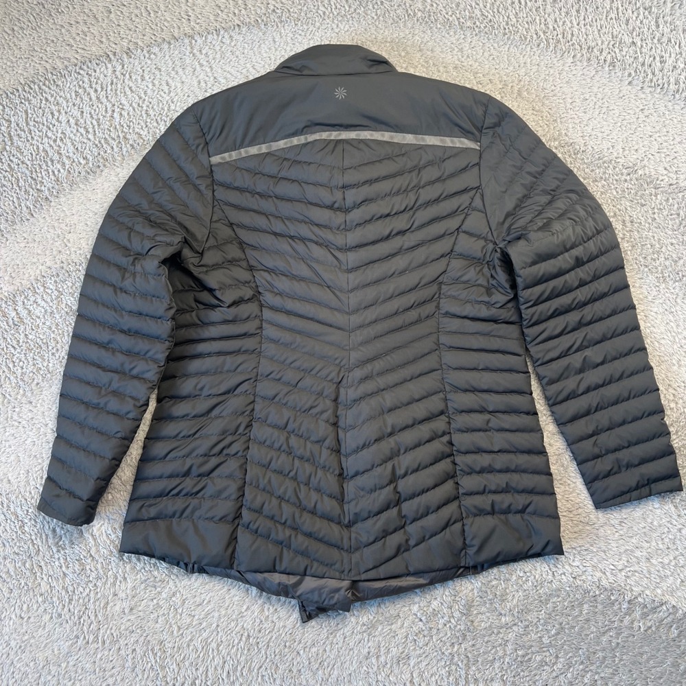 Athleta Black Down Puffer Jacket Women's Medium Downtown Coat 591192 Gorpcore - Picture 3 of 8